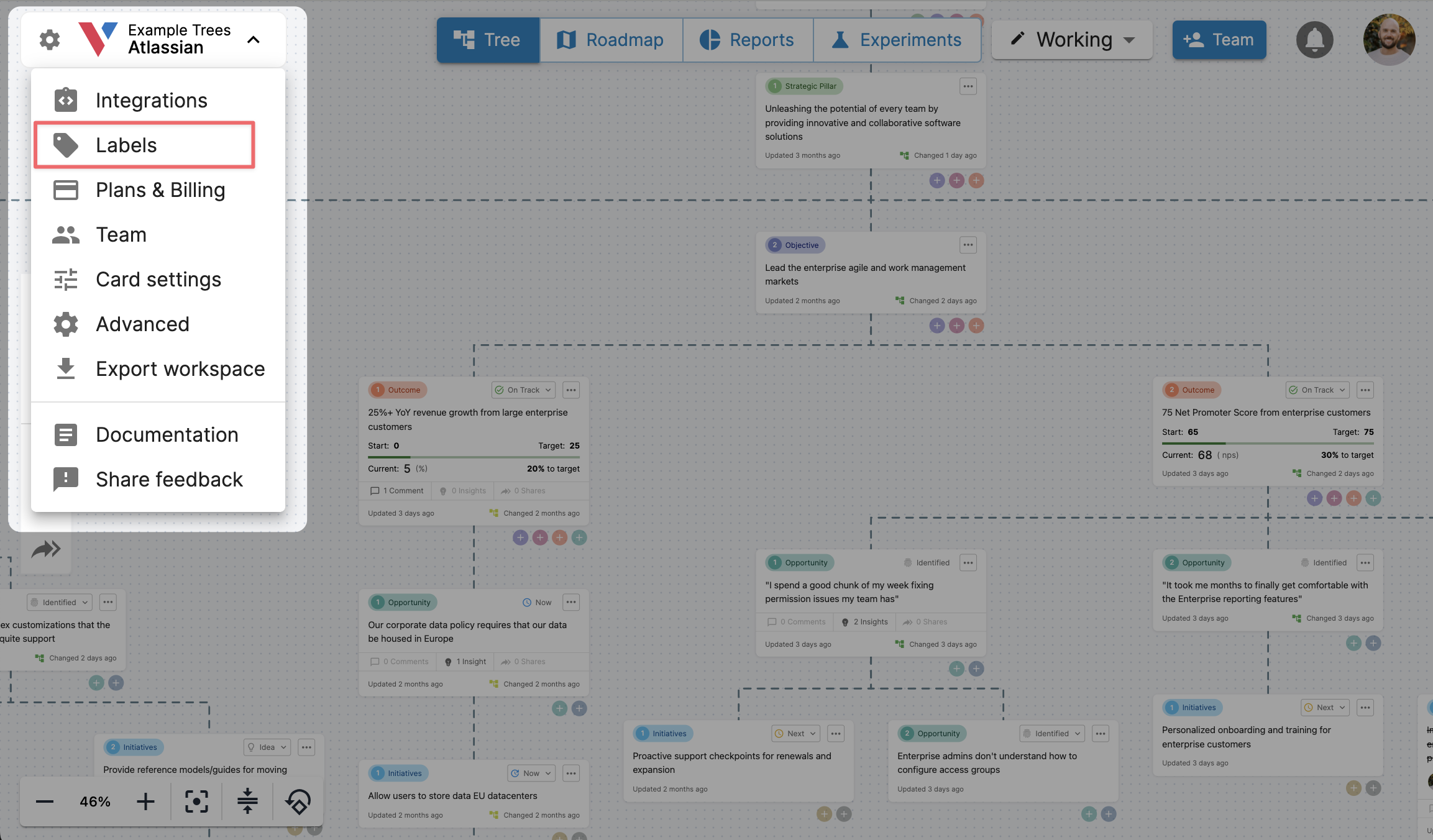 Navigate to Labels