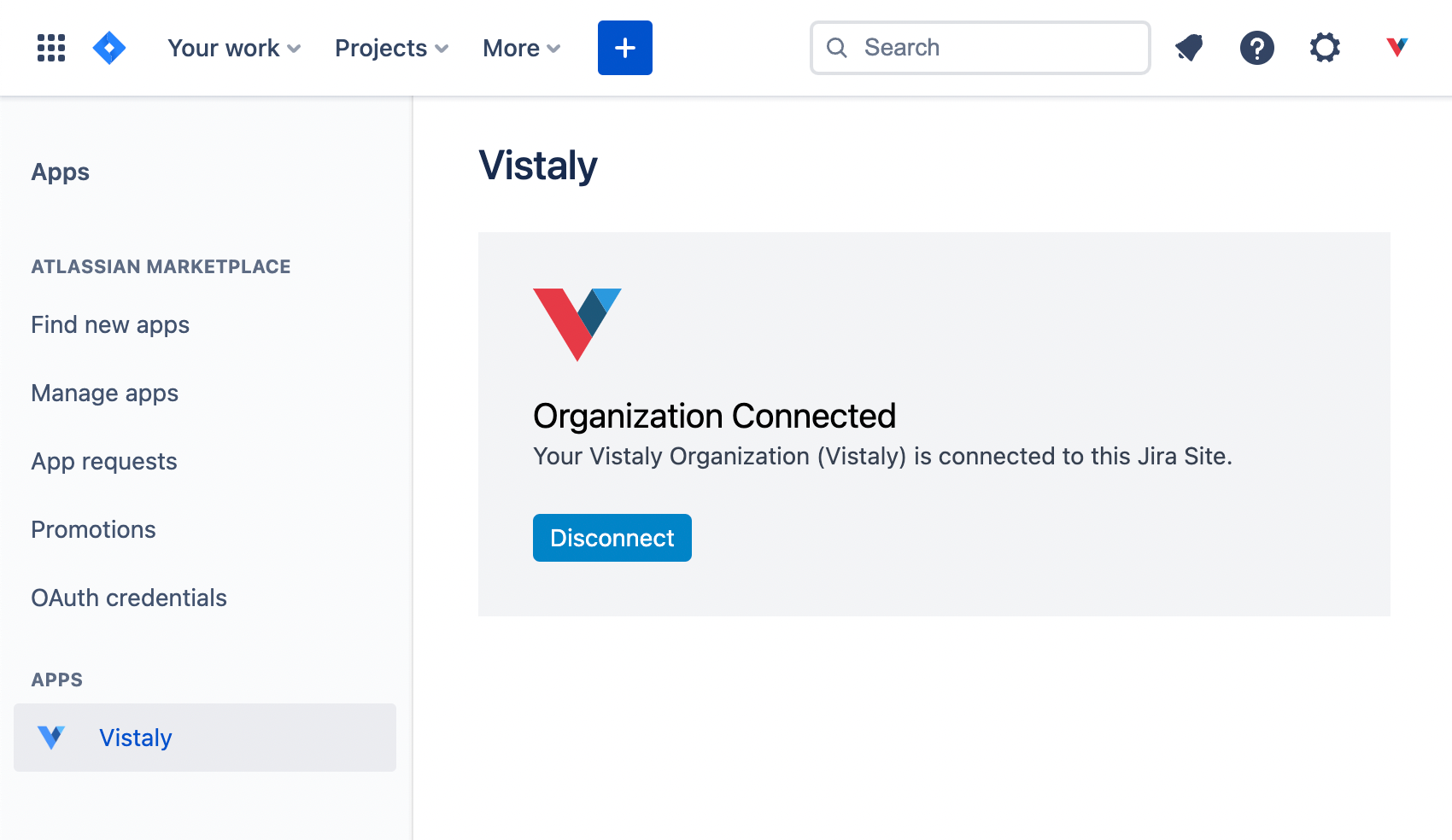 Disconnect Vistaly organization