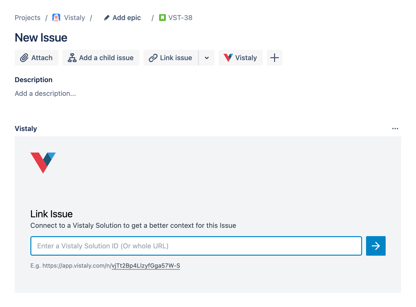 Link with Vistaly solution identifier