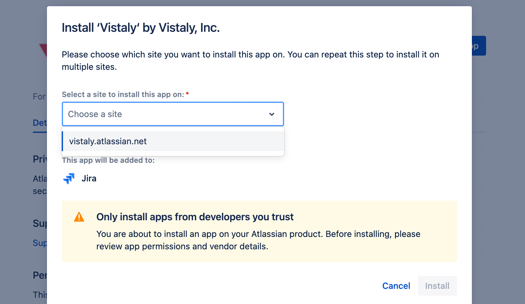 Select Jira Site