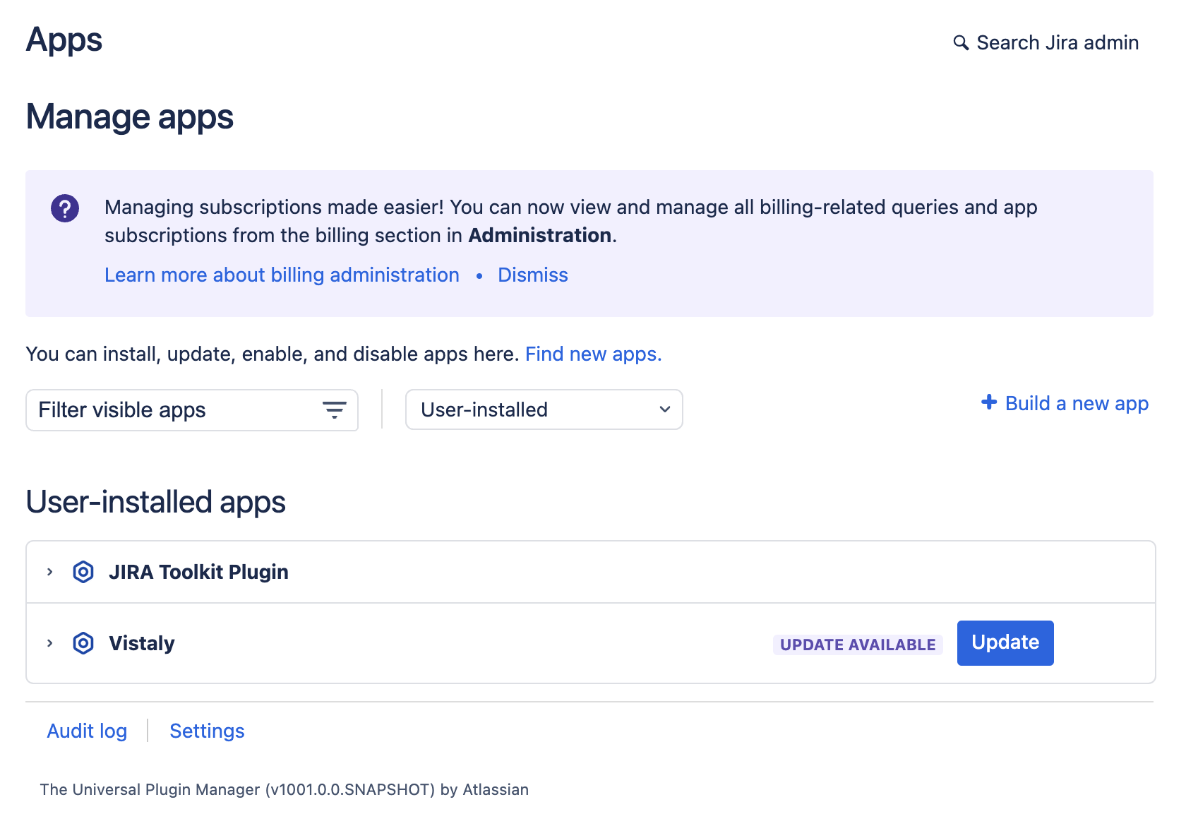 Update Vistaly Jira App