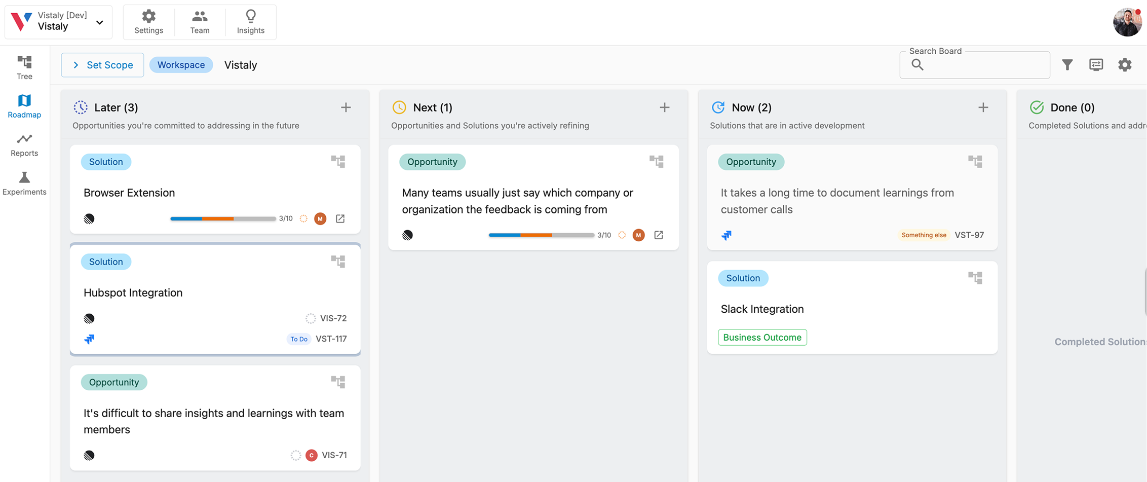 Jira progress displayed on roadmap cards