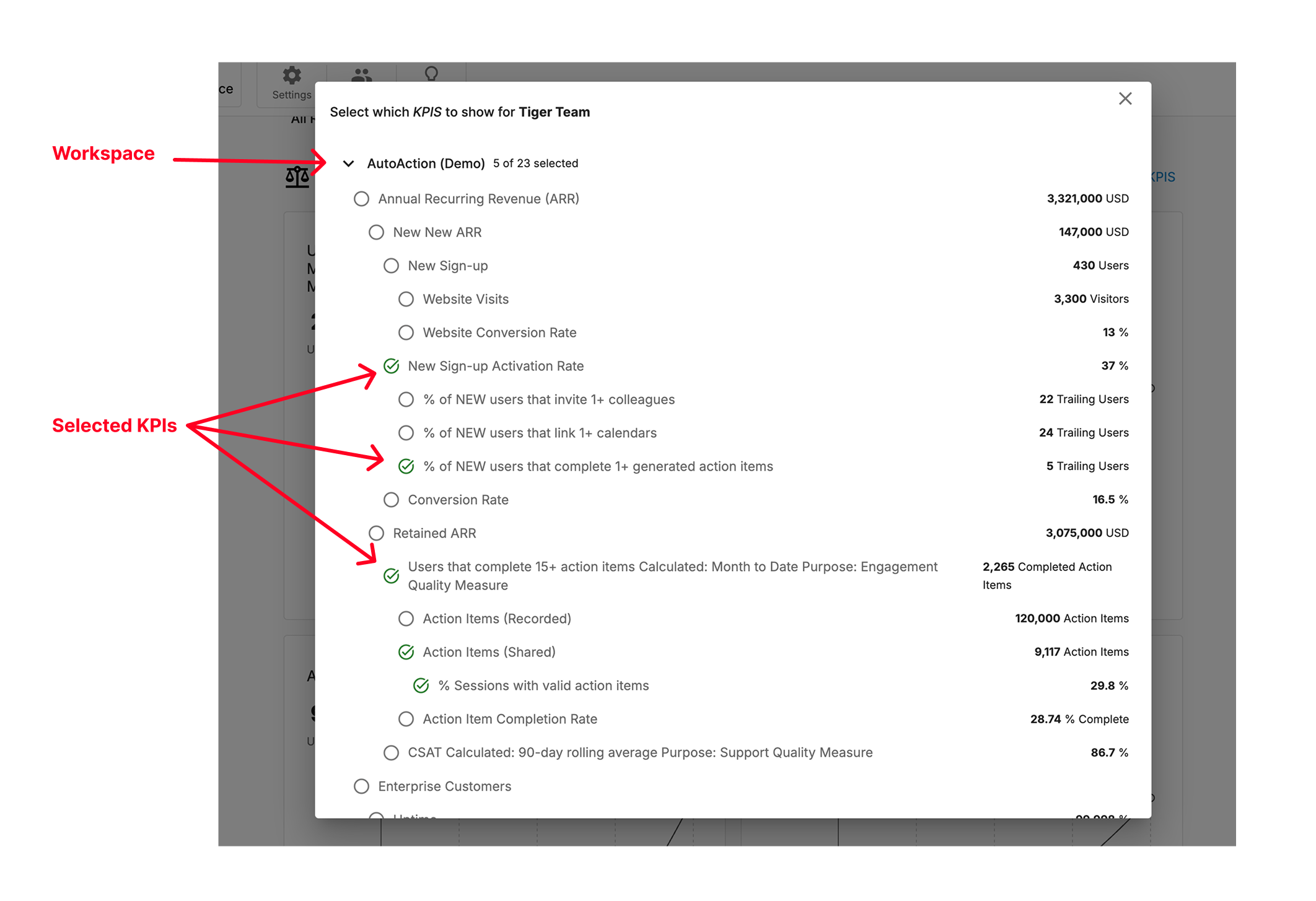 Selected KPIs
