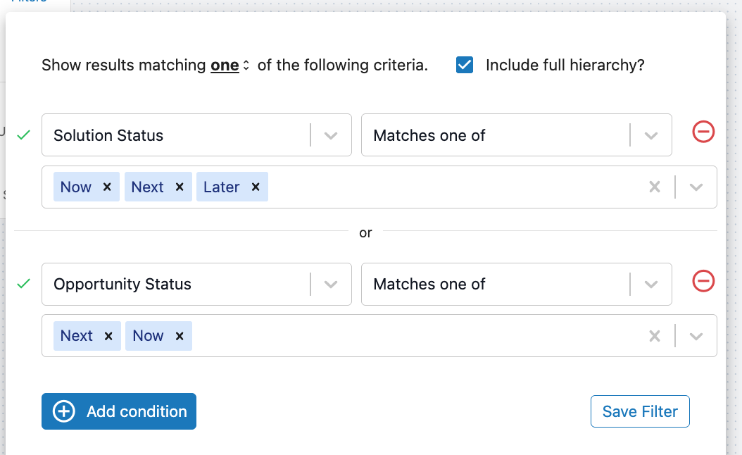 Filter Menu